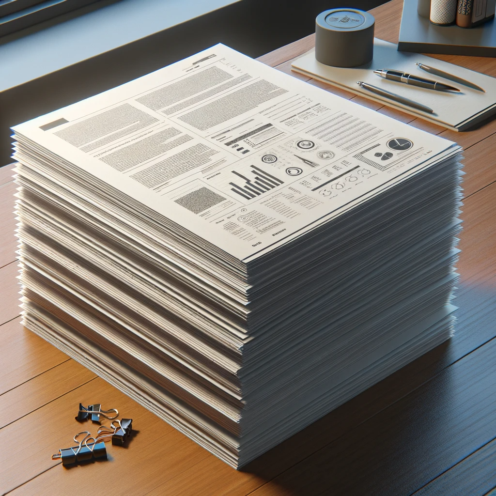 Stack of paper showing multiple copies of the same content represents issues around duplicate content negatively impacting search engine optimization (SEO) and website rankings.